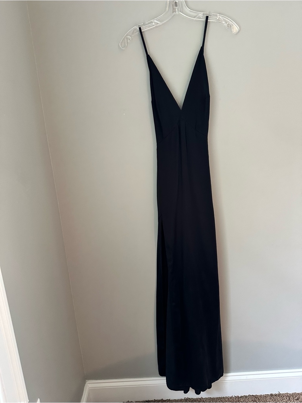 Reformation Black 100% Silk Slip Dress Long with Side Thigh Slit - Picture 6 of 11